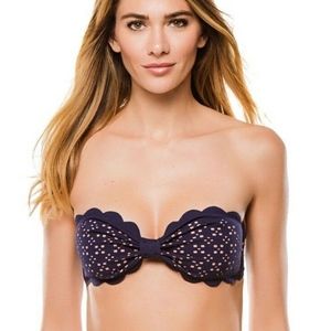 NWT $165 MARYSIA LARGE NAVY PINK SCALLOP BANDEAU